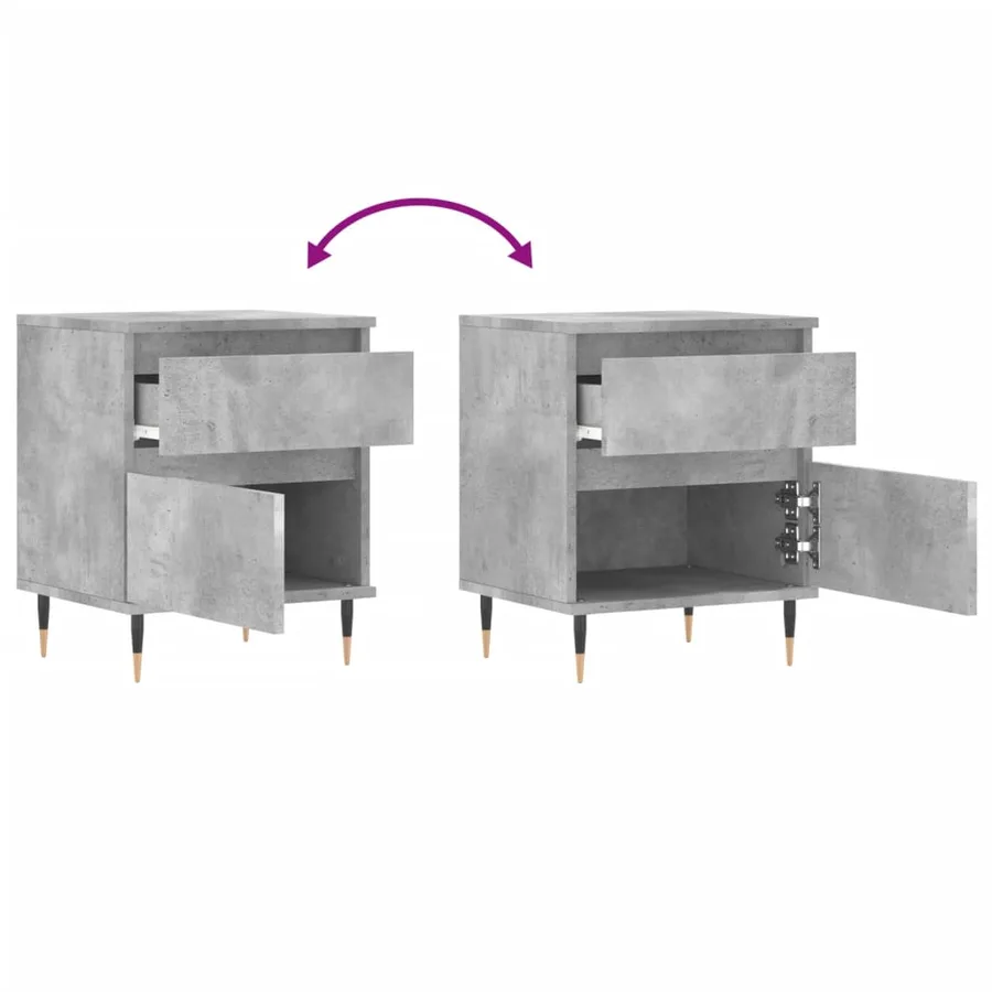 Tables de chevet 2 pcs gris béton 40x35x50 cm bois d’ingénierie - 10