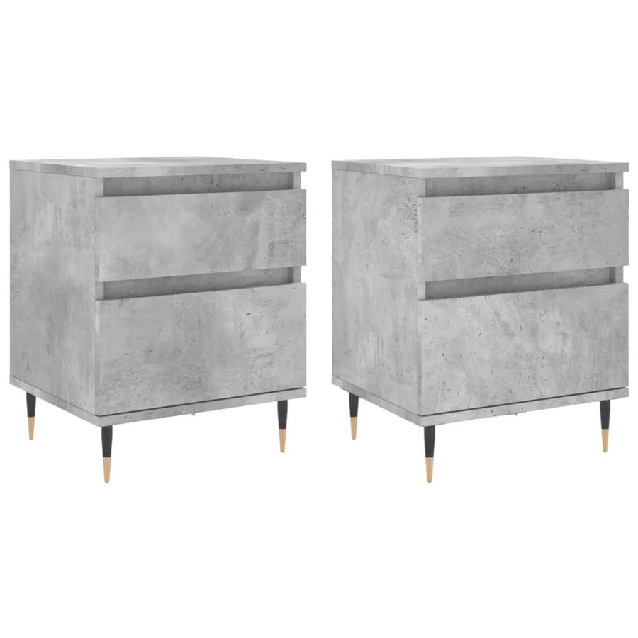 Tables de chevet 2 pcs gris béton 40x35x50 cm bois d’ingénierie - 2