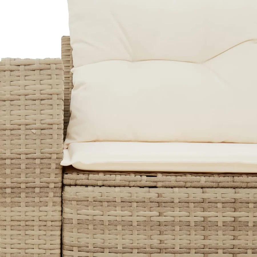 Canapé de jardin avec coussins 2 places beige résine tressée - 8