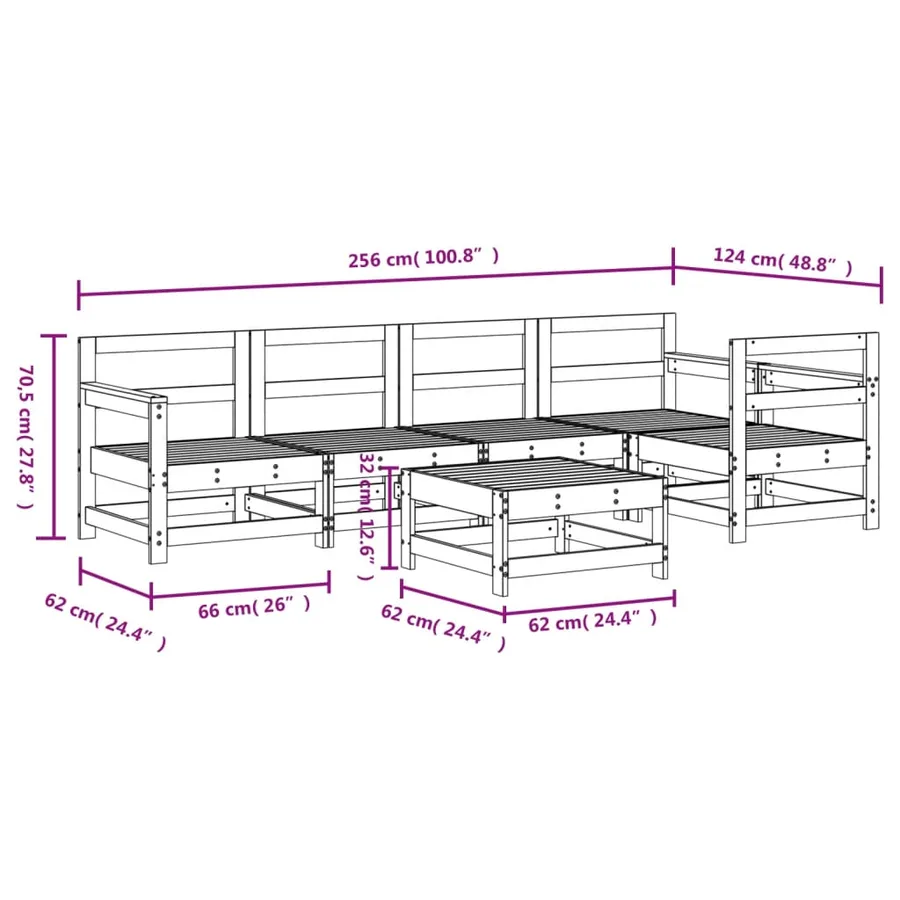 Salon de jardin 6 pcs bois massif douglas - 9