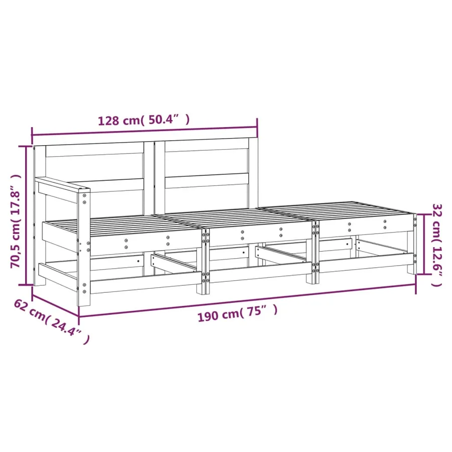 Salon de jardin 3 pcs bois massif douglas - 8