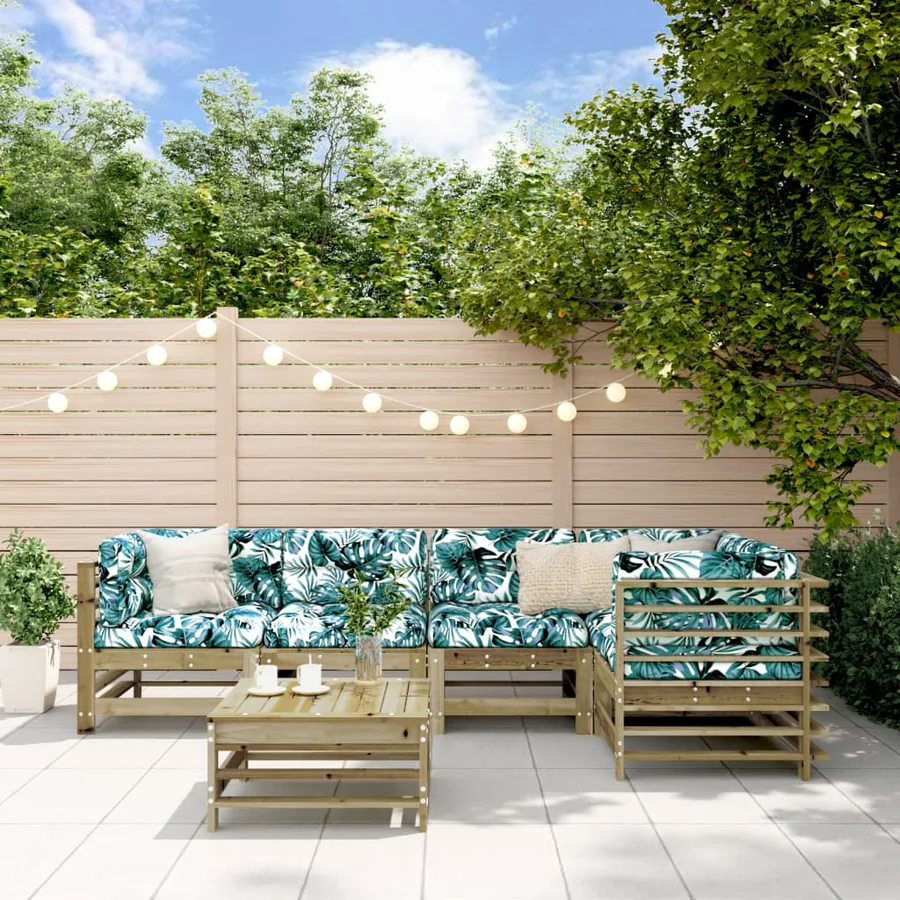 Salon de jardin 6 pcs bois de pin imprégné