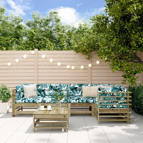 Salon de jardin 6 pcs bois de pin imprégné
