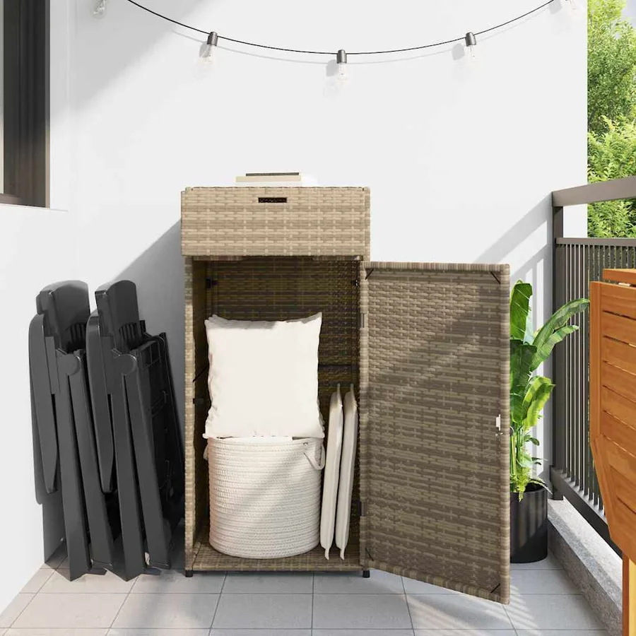 Armoire de rangement de jardin beige 55x55x111cm résine tressée - 3