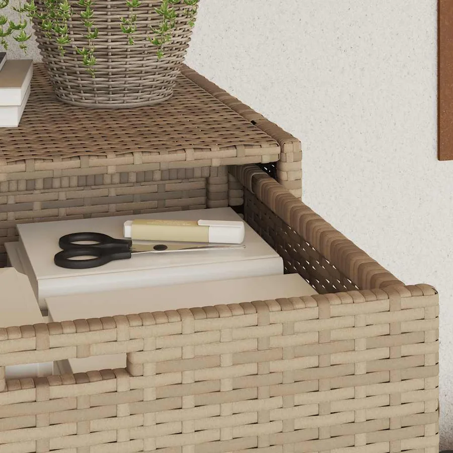 Armoire de rangement de jardin beige 55x55x111cm résine tressée - 5