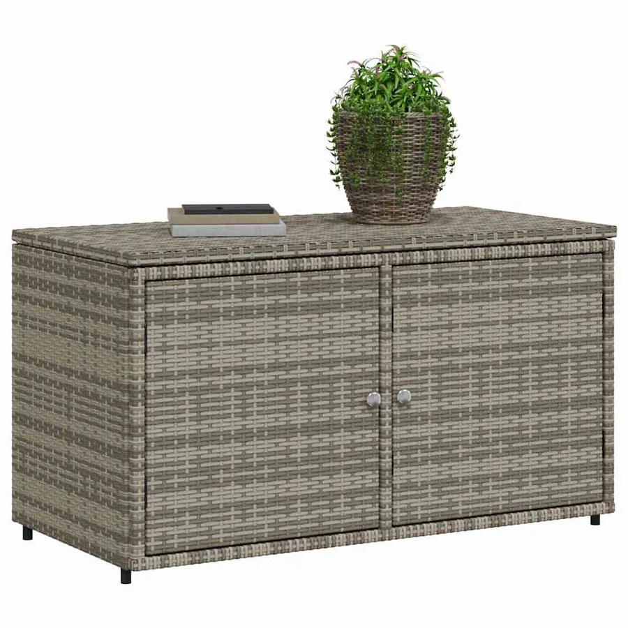 Armoire de rangement jardin gris 110x55x60,5 cm résine tressée - 4