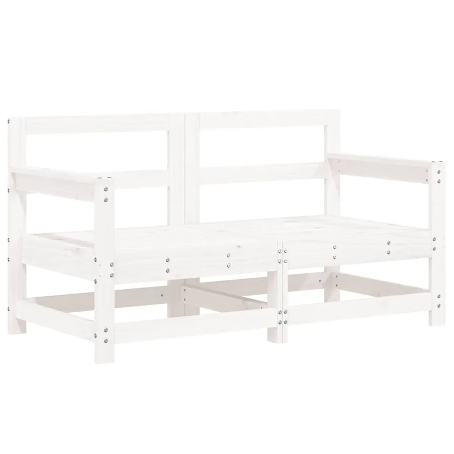 Salon de jardin 7 pcs Blanc Bois de pin massif - 3