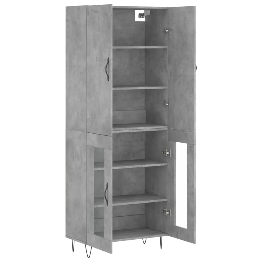 Buffet haut Gris béton 69,5x34x180 cm Bois d'ingénierie - 4