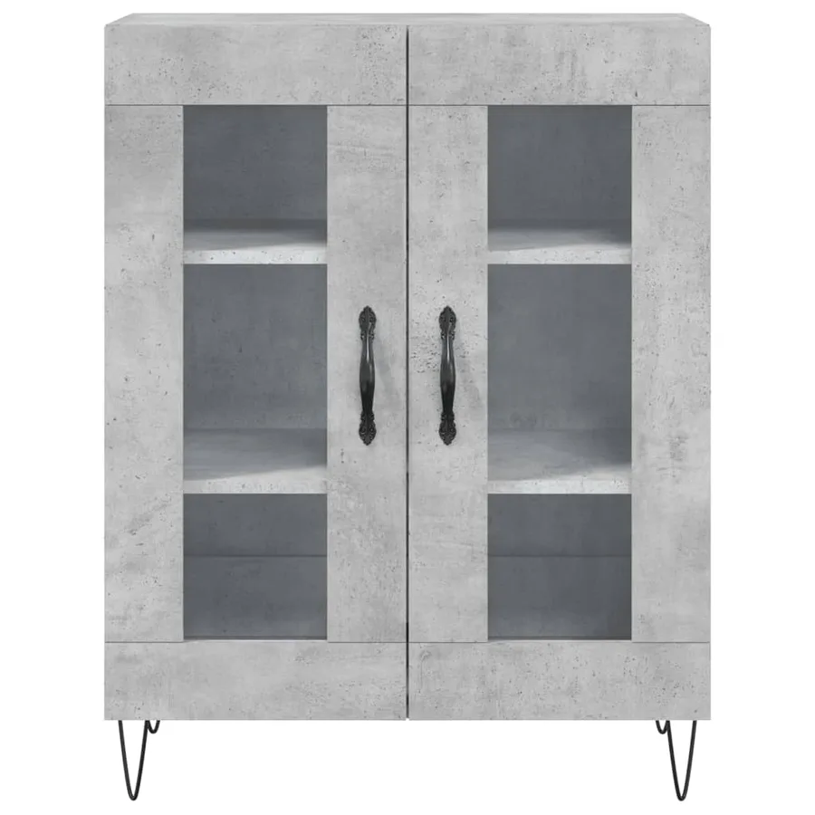Buffet haut Gris béton 69,5x34x180 cm Bois d'ingénierie - 8
