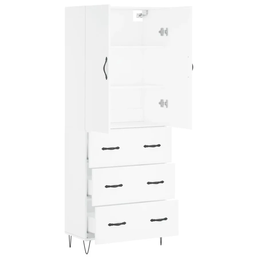 Buffet haut Blanc 69,5x34x180 cm Bois d'ingénierie - 4