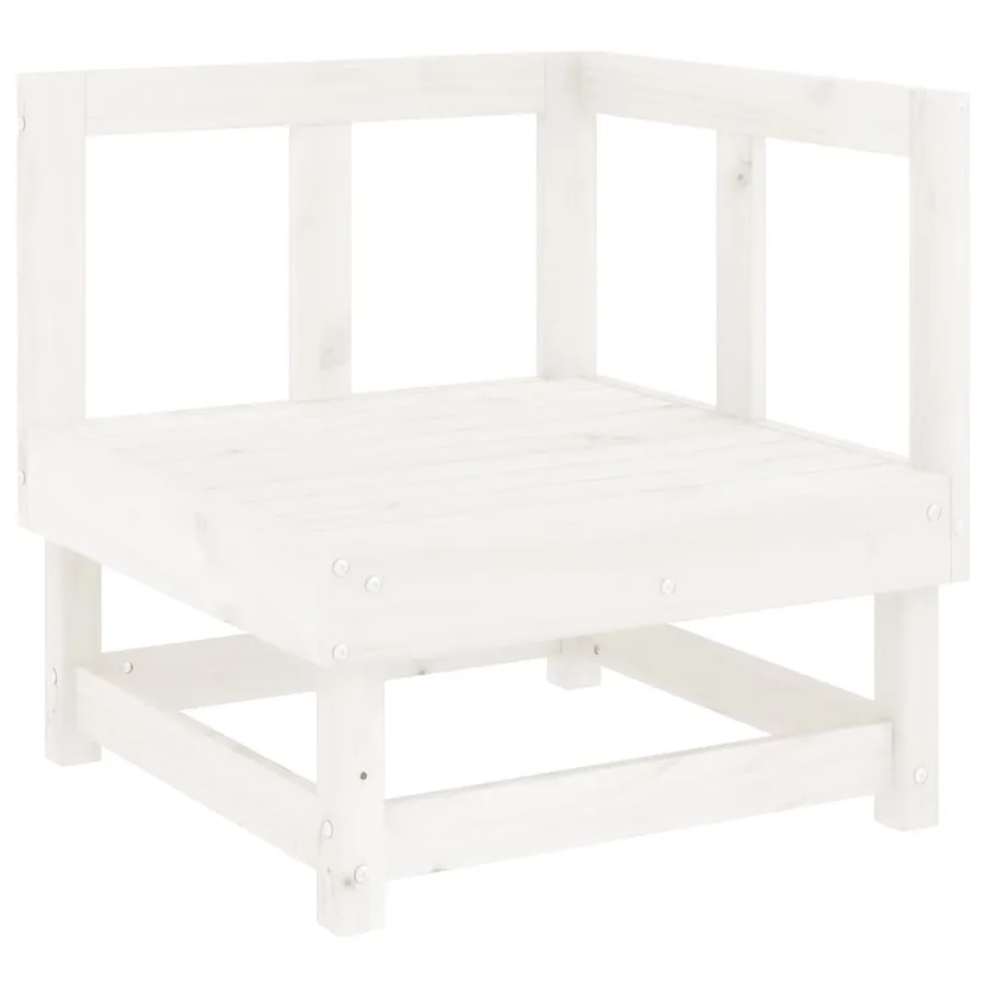 Salon de jardin 11 pcs Blanc Bois de pin massif - 5