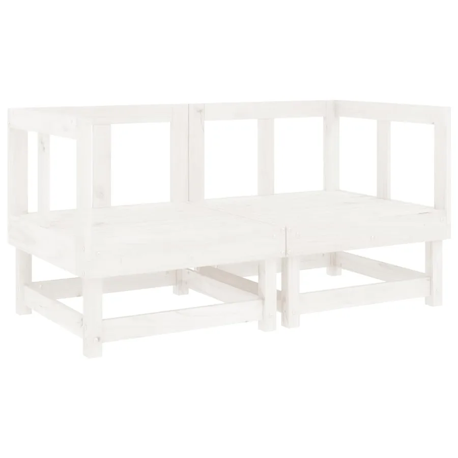 Salon de jardin 11 pcs Blanc Bois de pin massif - 6