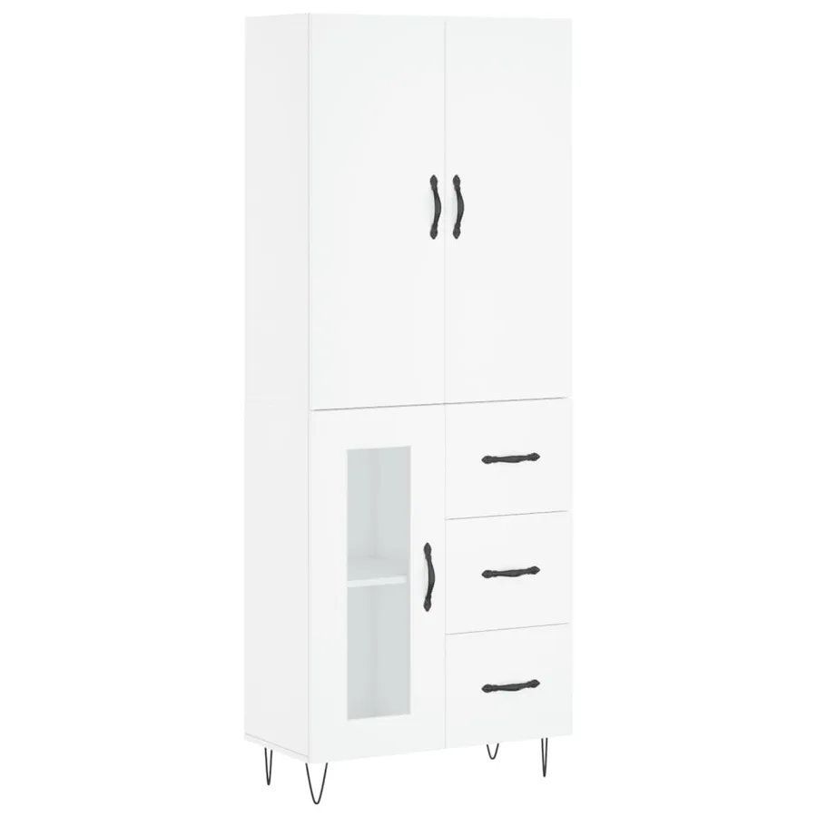 Buffet haut Blanc 69,5x34x180 cm Bois d'ingénierie - 2