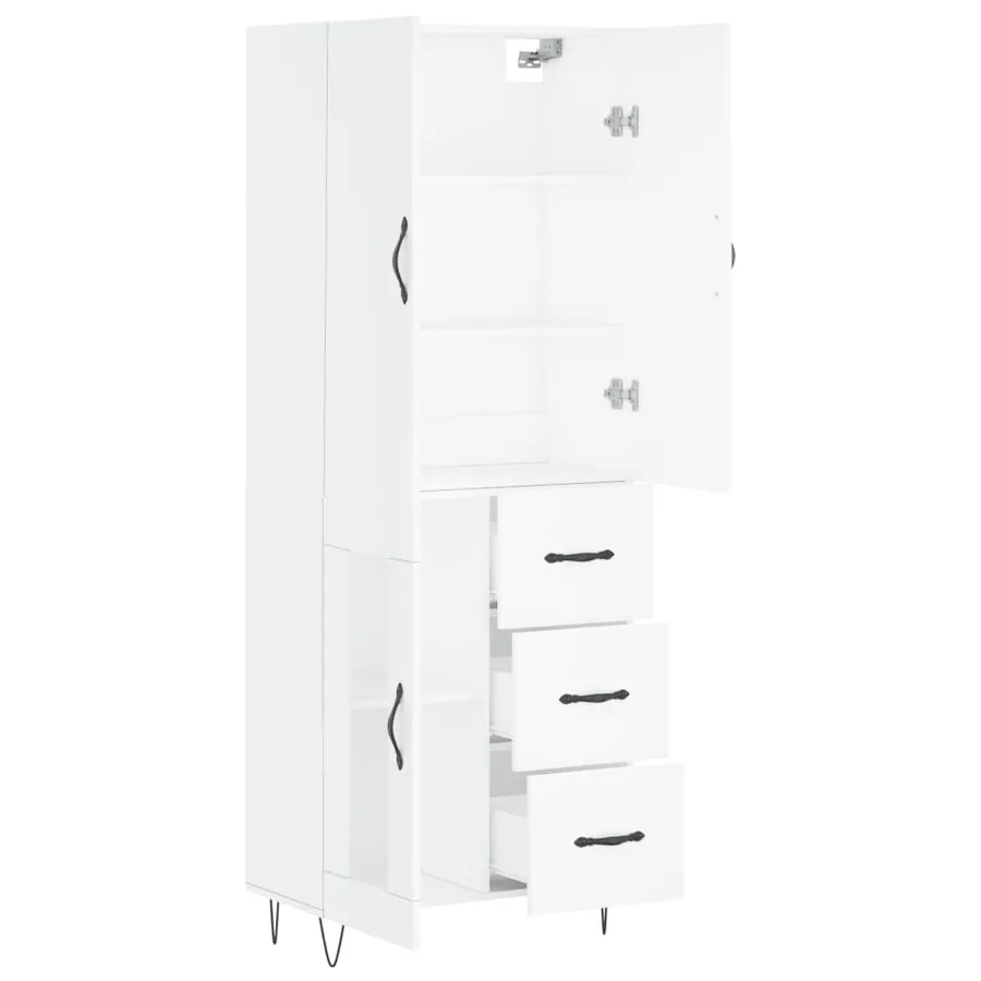 Buffet haut Blanc 69,5x34x180 cm Bois d'ingénierie - 4