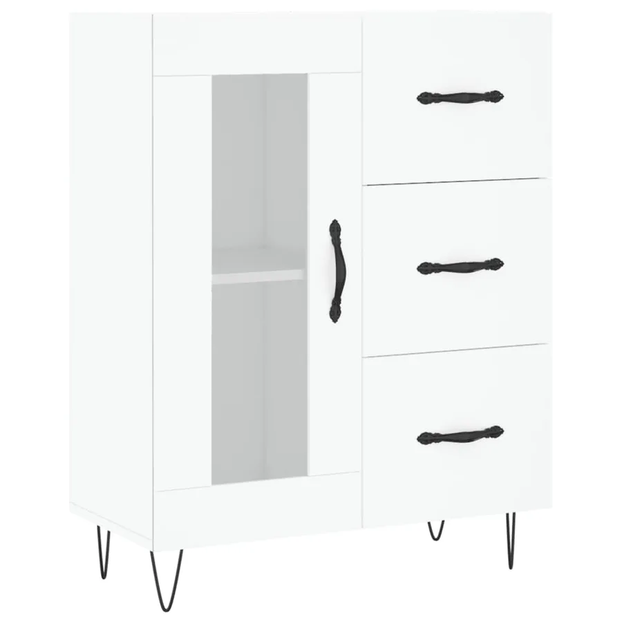 Buffet haut Blanc 69,5x34x180 cm Bois d'ingénierie - 7
