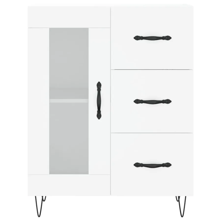 Buffet haut Blanc 69,5x34x180 cm Bois d'ingénierie - 8