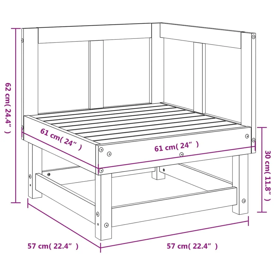 Canapé d'angle de jardin bois de pin imprégné - 7