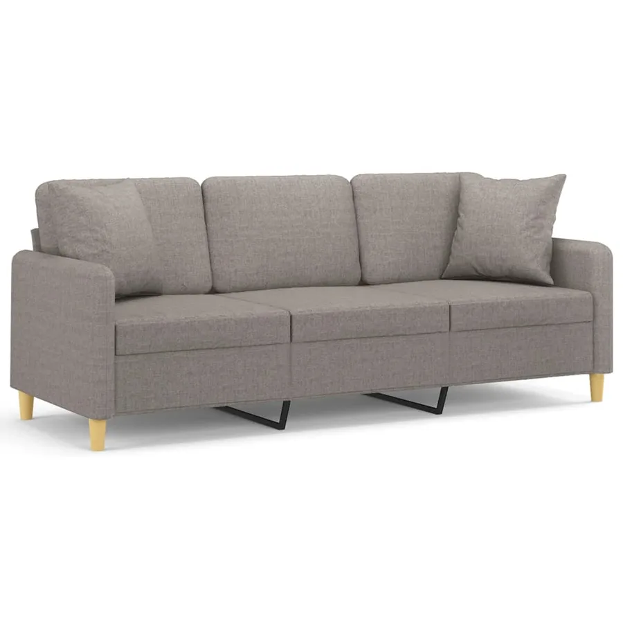 Canapé 3 places avec oreillers décoratifs taupe 180 cm tissu - 2