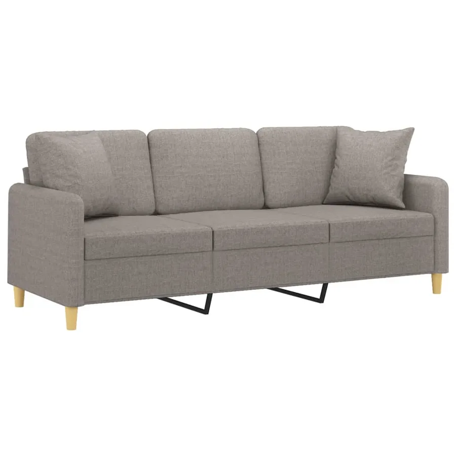 Canapé 3 places avec oreillers décoratifs taupe 180 cm tissu - 3