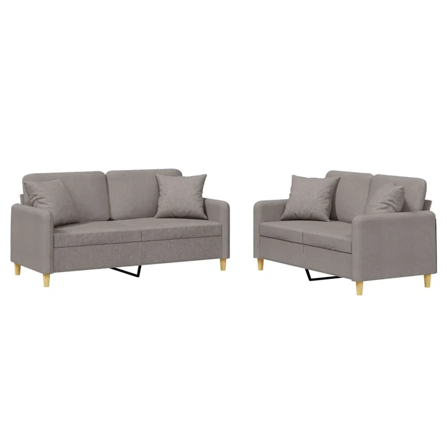 Ensemble de canapés 2 pcs avec coussins taupe tissu - 2
