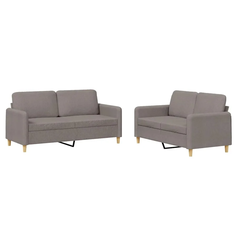 Ensemble de canapés 2 pcs avec coussins Taupe Tissu - 2