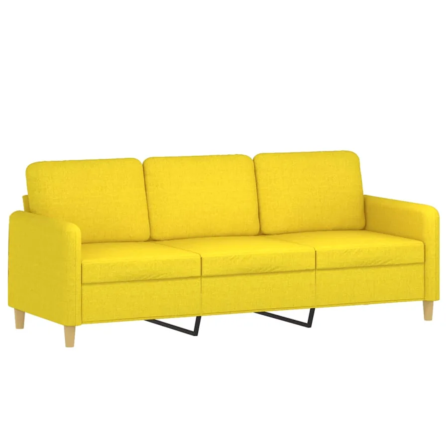 Ensemble de canapés 2 pcs avec coussins Jaune clair Tissu - 4