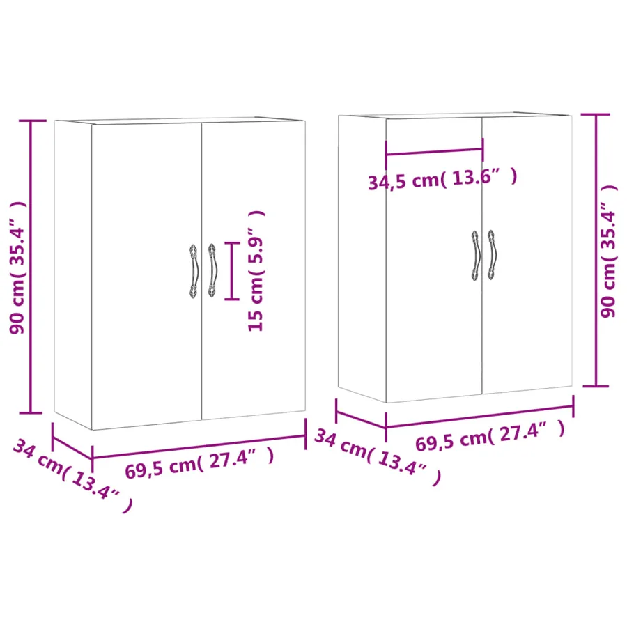 Armoires murales 2 pcs blanc bois d'ingénierie - 12