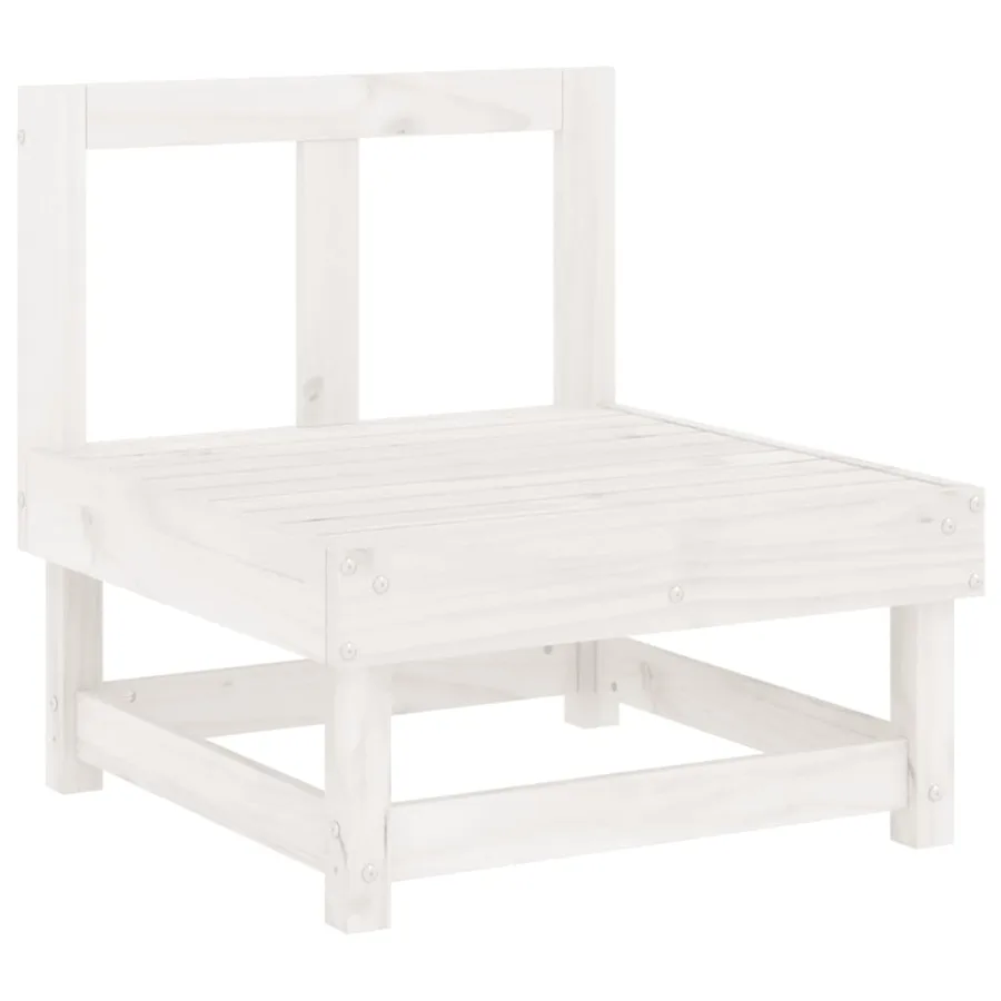 Salon de jardin 7 pcs Blanc Bois de pin massif - 4