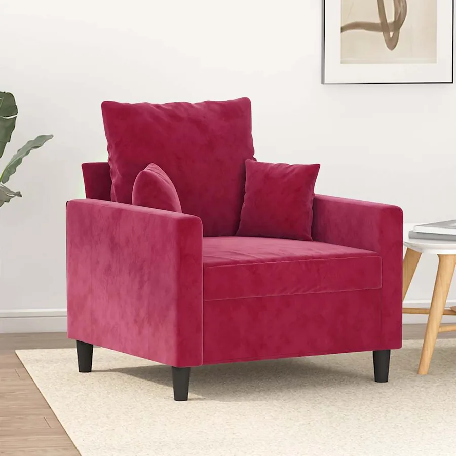 Fauteuil Rouge bordeaux 60 cm Velours