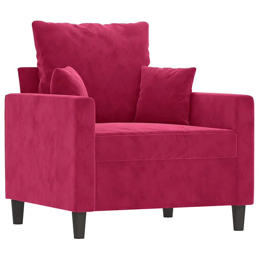 Fauteuil Rouge bordeaux 60 cm Velours - 2
