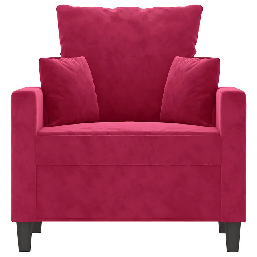 Fauteuil Rouge bordeaux 60 cm Velours - 3