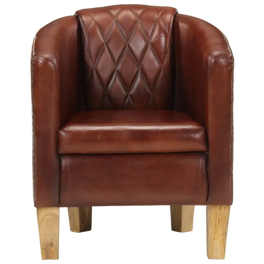 Chaise cabriolet marron cuir véritable - 2