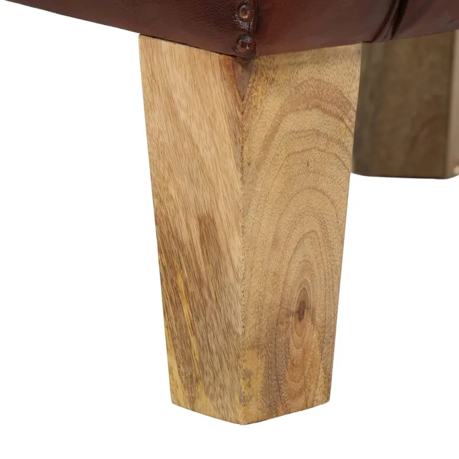 Chaise cabriolet marron cuir véritable - 7