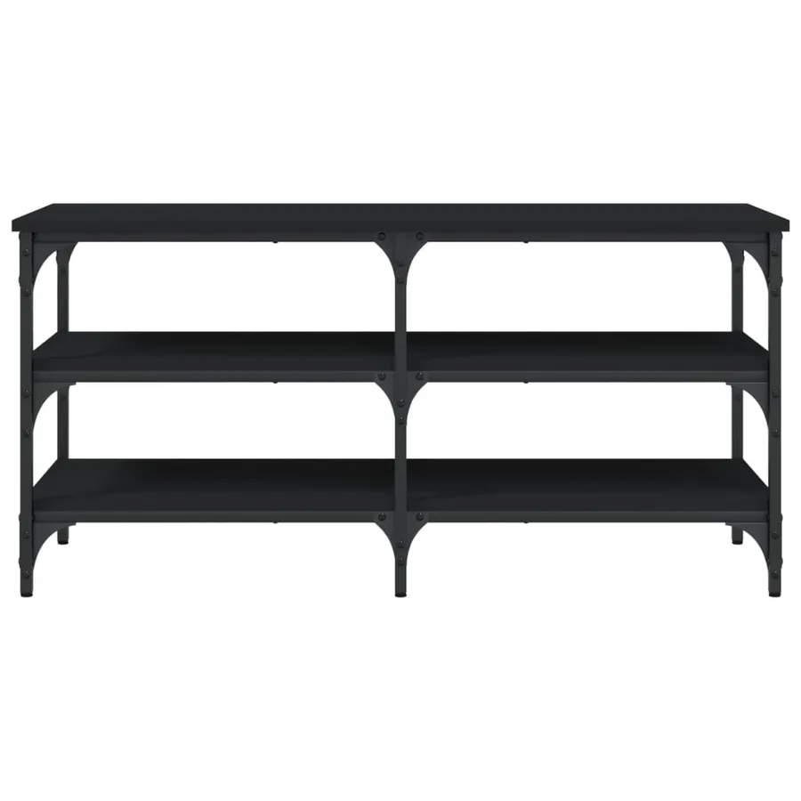 Banc à chaussures noir 100x38,5x49 cm bois d'ingénierie - 5