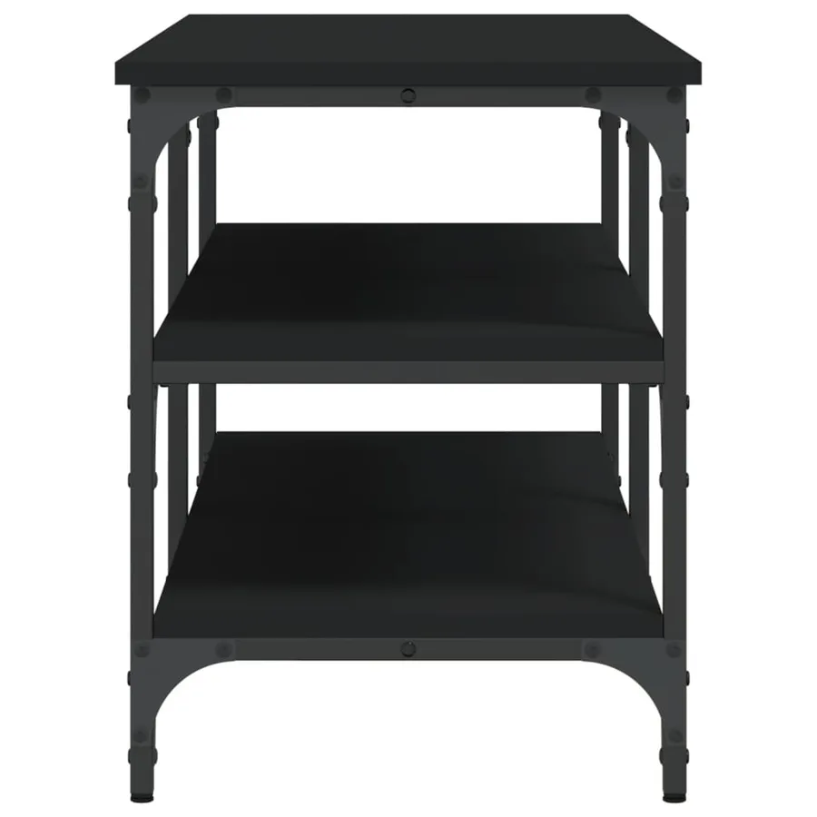 Banc à chaussures noir 100x38,5x49 cm bois d'ingénierie - 6