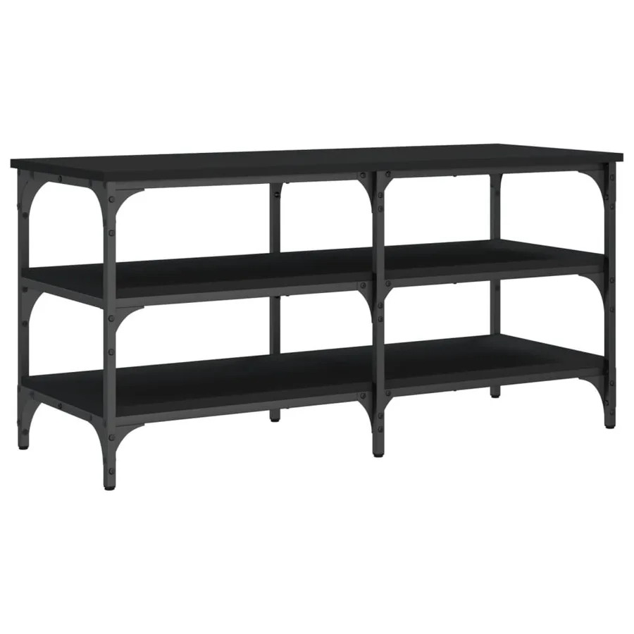 Banc à chaussures noir 100x38,5x49 cm bois d'ingénierie - 7