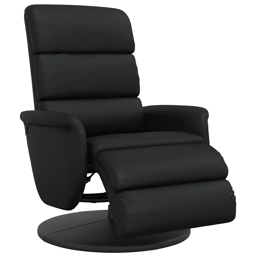 Fauteuil inclinable avec repose-pieds noir similicuir - 2