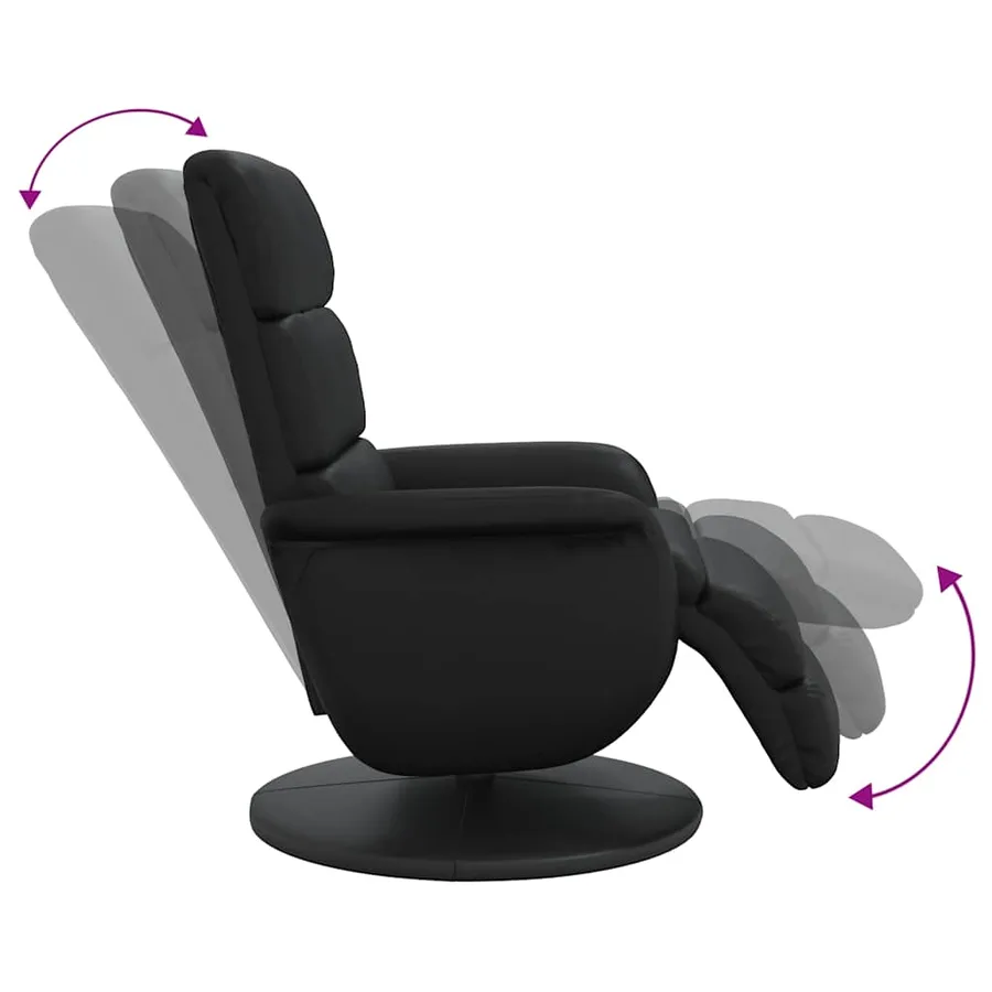 Fauteuil inclinable avec repose-pieds noir similicuir - 6