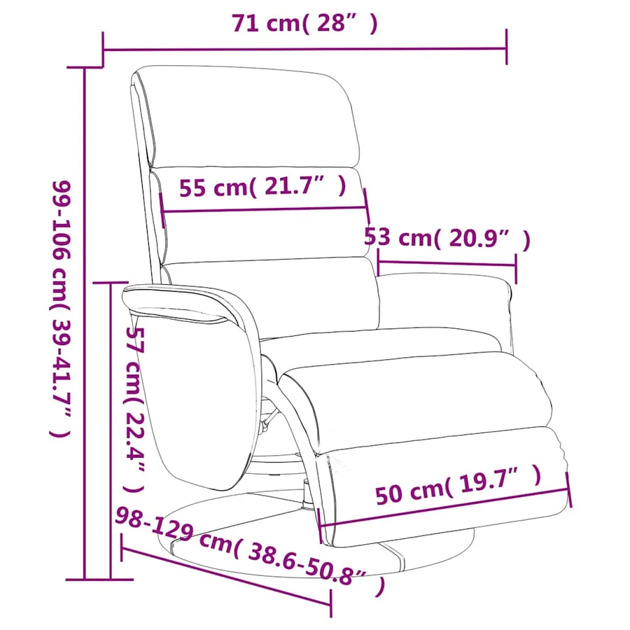 Fauteuil inclinable avec repose-pieds noir similicuir - 9