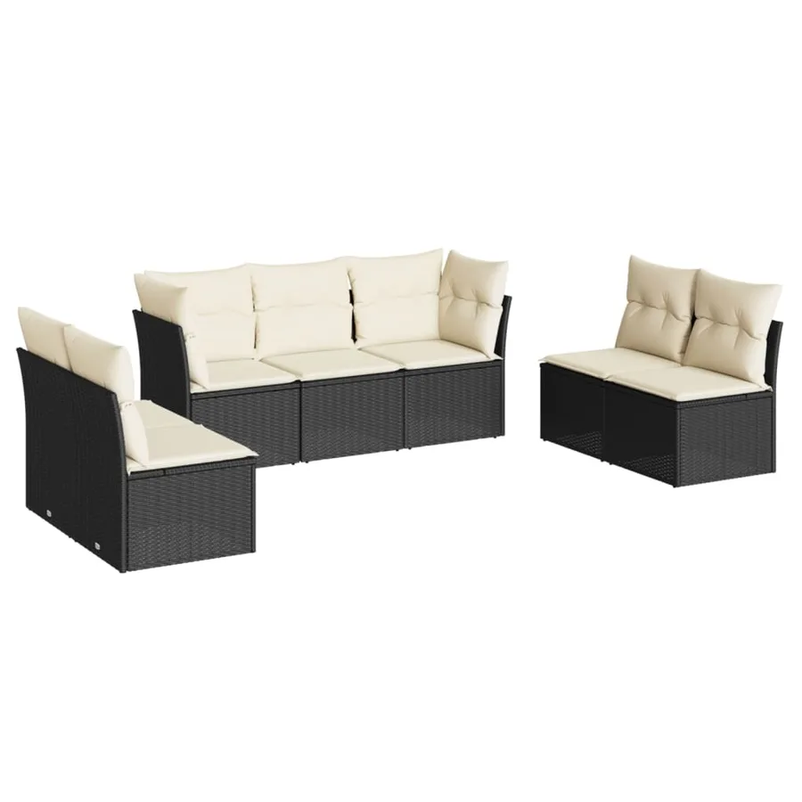 Salon de jardin 7 pcs avec coussins noir résine tressée 62 x 62 x 69 cm - 54,4 kg - 2