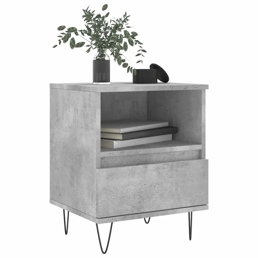 Table de chevet gris béton 40x35x50 cm bois d’ingénierie - 3