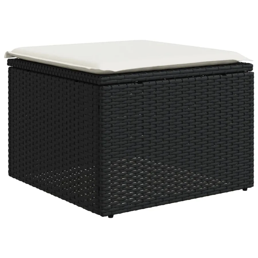 Salon de jardin 9 pcs avec coussins noir résine tressée - 5