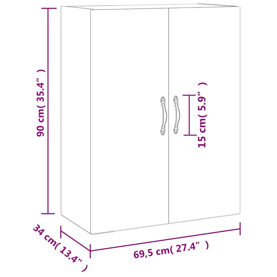 Armoire murale chêne fumé 69,5x34x90 cm bois d'ingénierie - 13