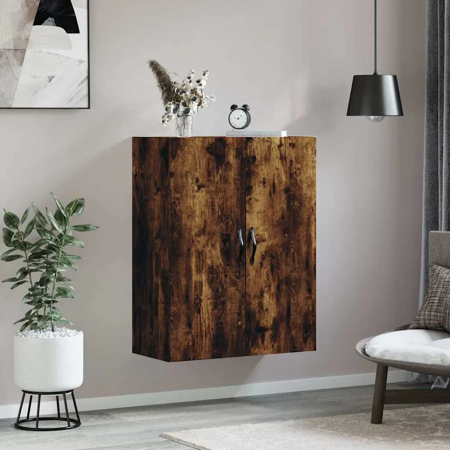 Armoire murale chêne fumé 69,5x34x90 cm bois d'ingénierie - 3