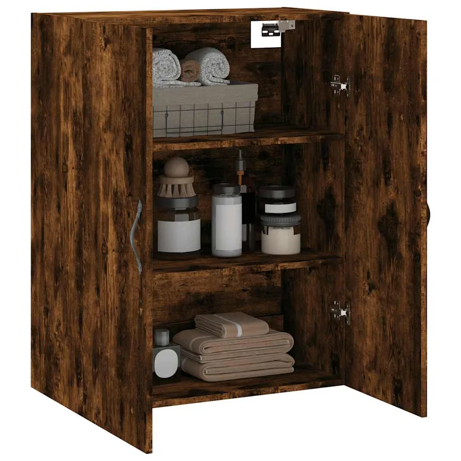 Armoire murale chêne fumé 69,5x34x90 cm bois d'ingénierie - 5