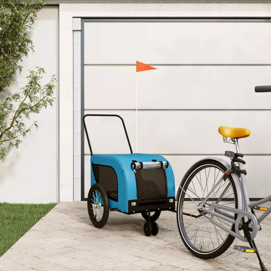 Remorque de vélo pour animaux de compagnie bleu et noir