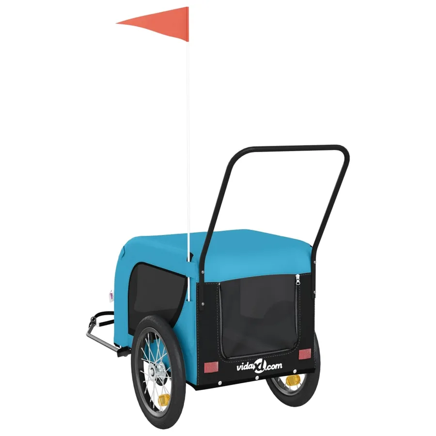 Remorque de vélo pour animaux de compagnie bleu et noir - 7