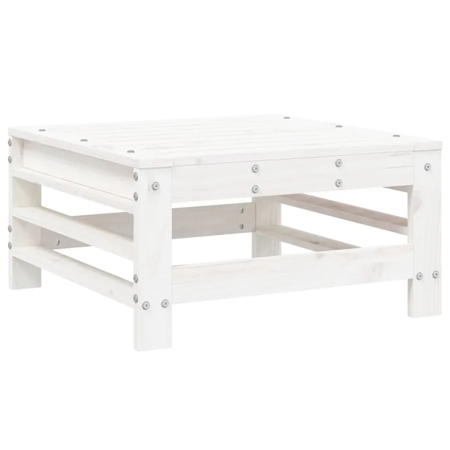 Salon de jardin 9 pcs Blanc Bois de pin massif - 5