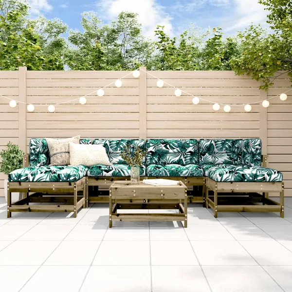 Salon de jardin 7 pcs bois de pin imprégné