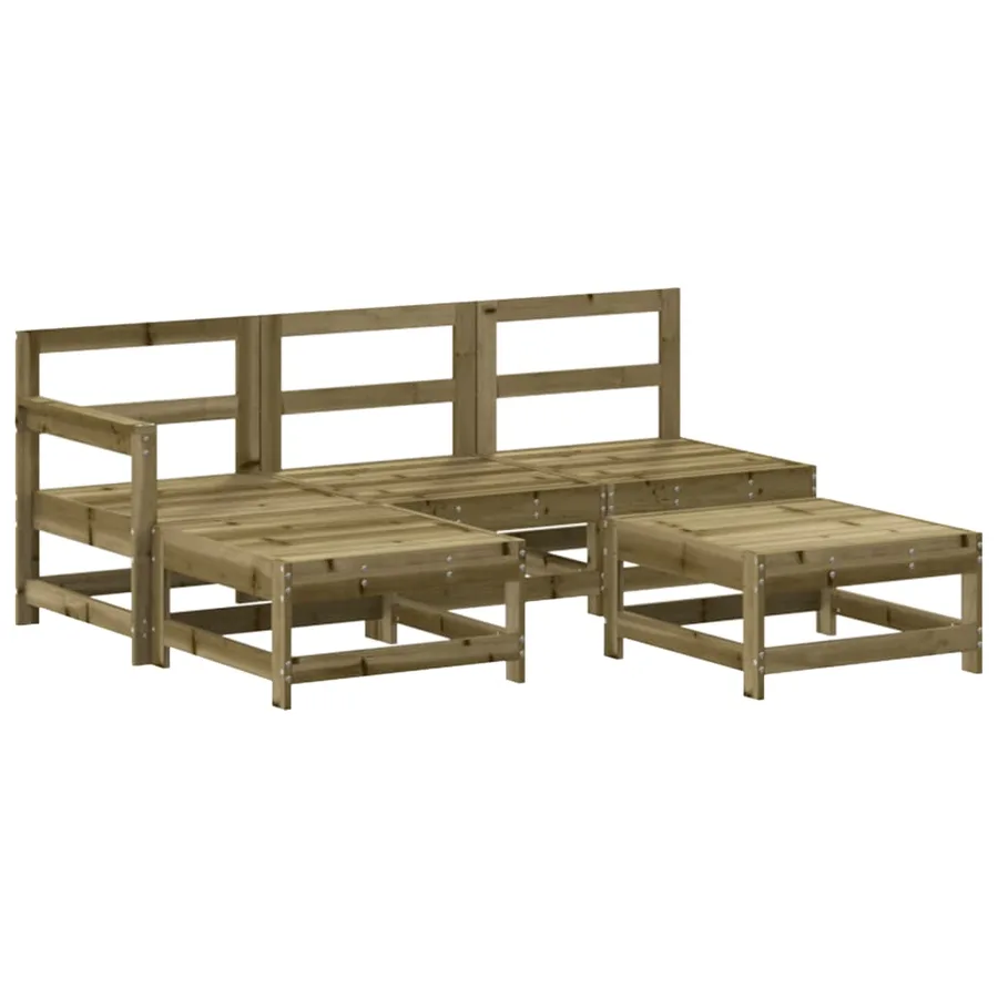 Salon de jardin 5 pcs bois de pin imprégné - 2